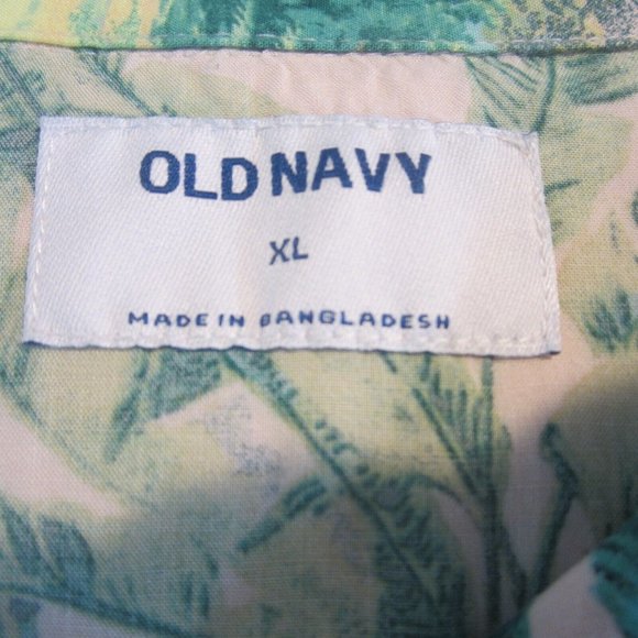 Old Navy Men Hawaiian retro pink flamingo camp shirt XL 24.5" p2p rayon tropical - Picture 9 of 11